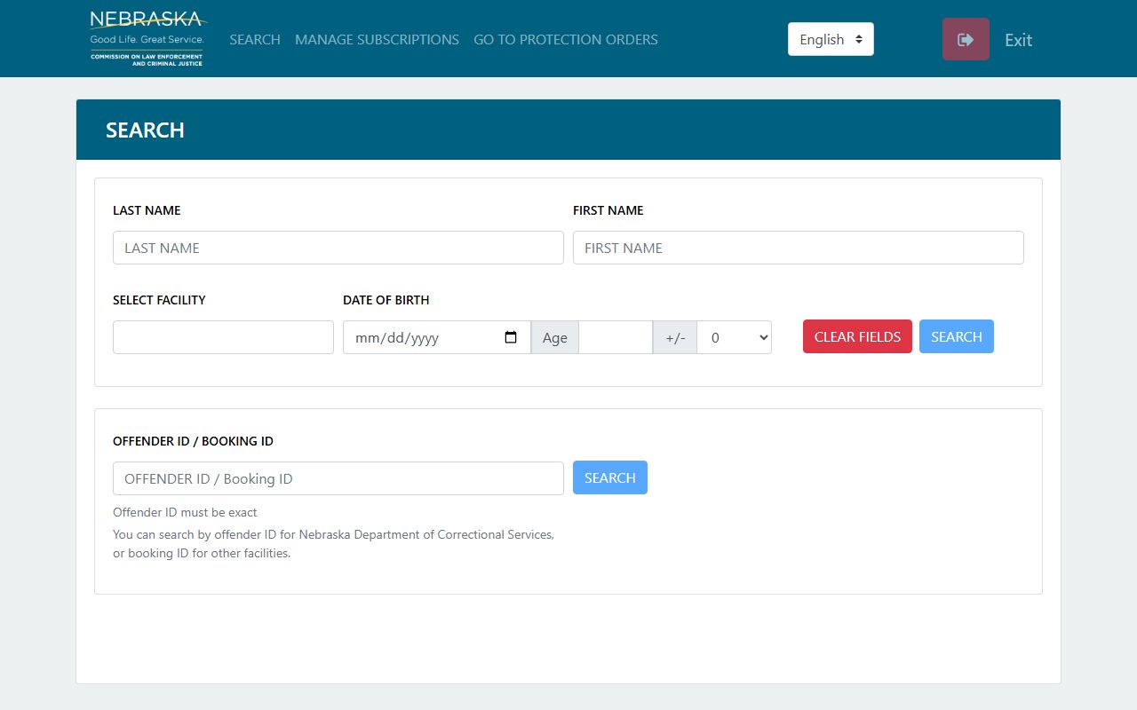 Perkins County inmate population NEVCAP offender search and notification page